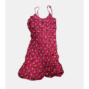 Bogari 100% Silk Slip Dress Red Printed V-Neck Sleeveless Lounge Casual Chic S